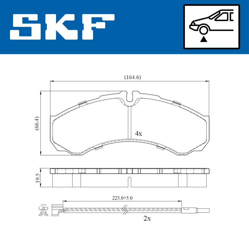 Jeu de 4 plaquettes de frein avant SKF VKBP 80422 E - Visuel 1