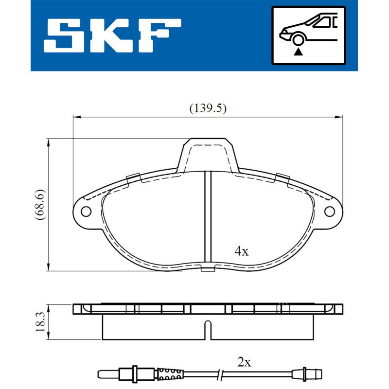 Jeu de 4 plaquettes de frein avant SKF VKBP 80423 E - Visuel 1