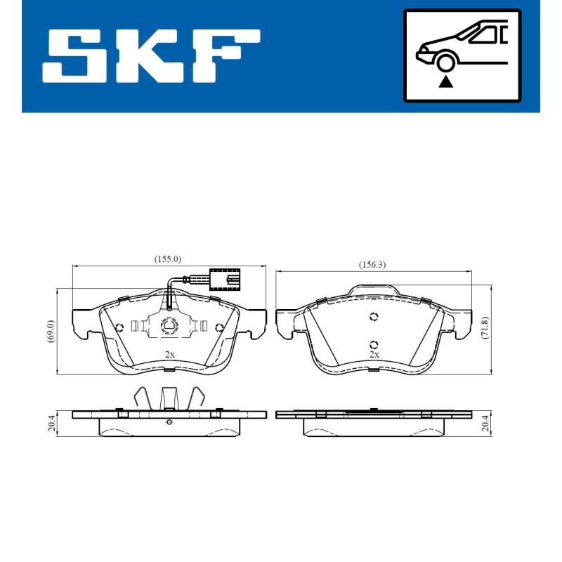 Jeu de 4 plaquettes de frein avant SKF VKBP 80432 E - Visuel 1