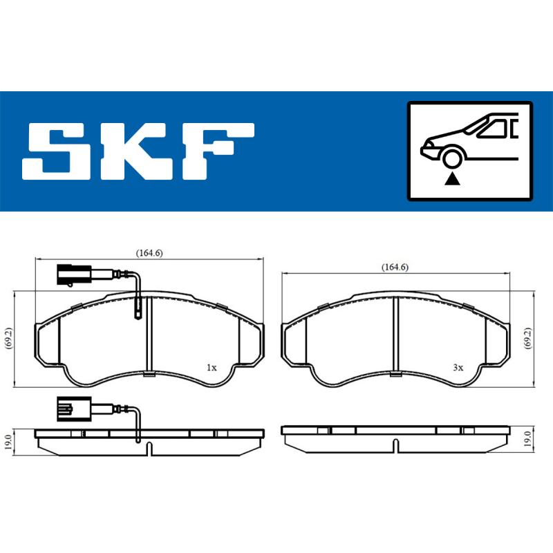 Jeu de 4 plaquettes de frein avant SKF VKBP 80441 E - Visuel 1