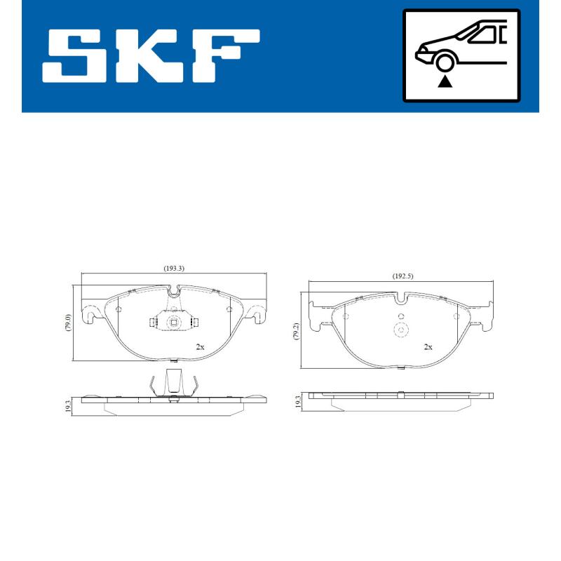 Jeu de 4 plaquettes de frein avant SKF VKBP 80442 - Visuel 1