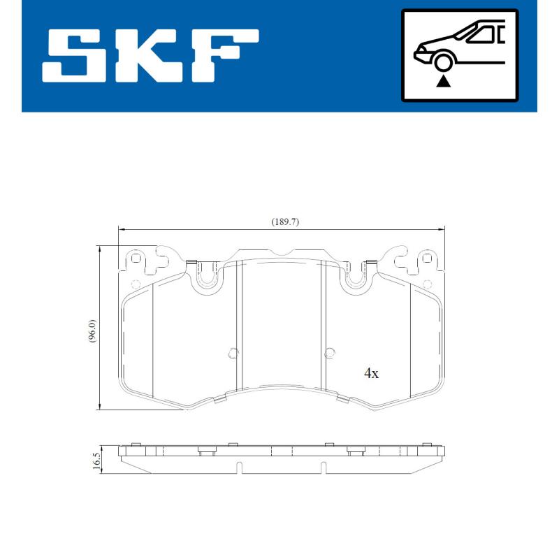 Jeu de 4 plaquettes de frein avant SKF VKBP 80449 - Visuel 1