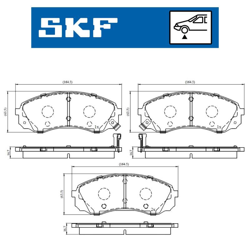 Jeu de 4 plaquettes de frein avant SKF VKBP 80454 A - Visuel 1