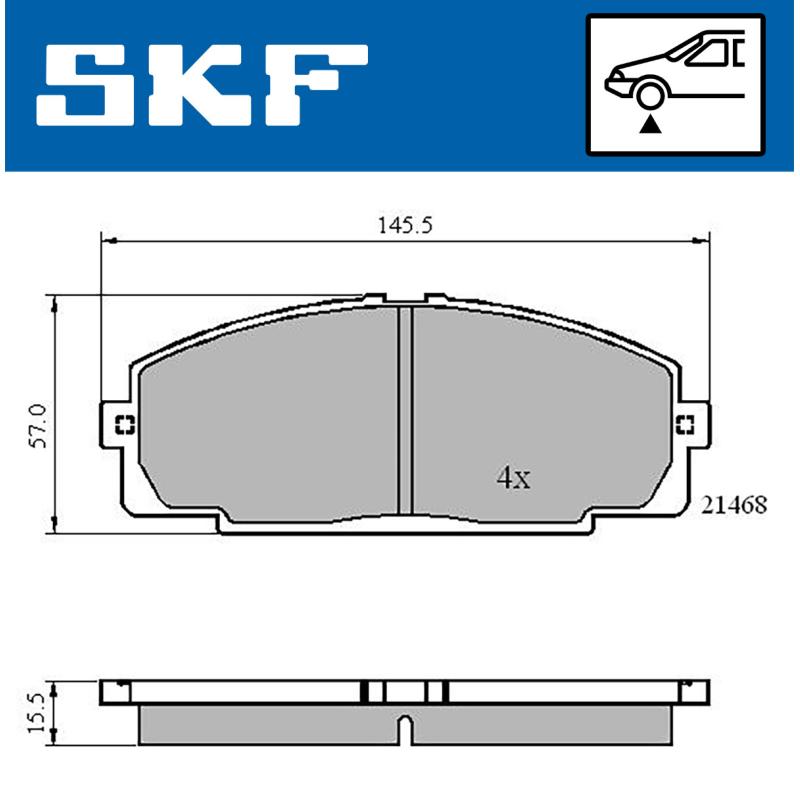 Jeu de 4 plaquettes de frein avant SKF VKBP 80462 - Visuel 1