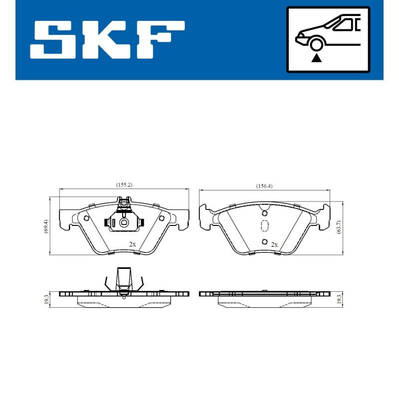 Jeu de 4 plaquettes de frein avant SKF VKBP 80474 - Visuel 1