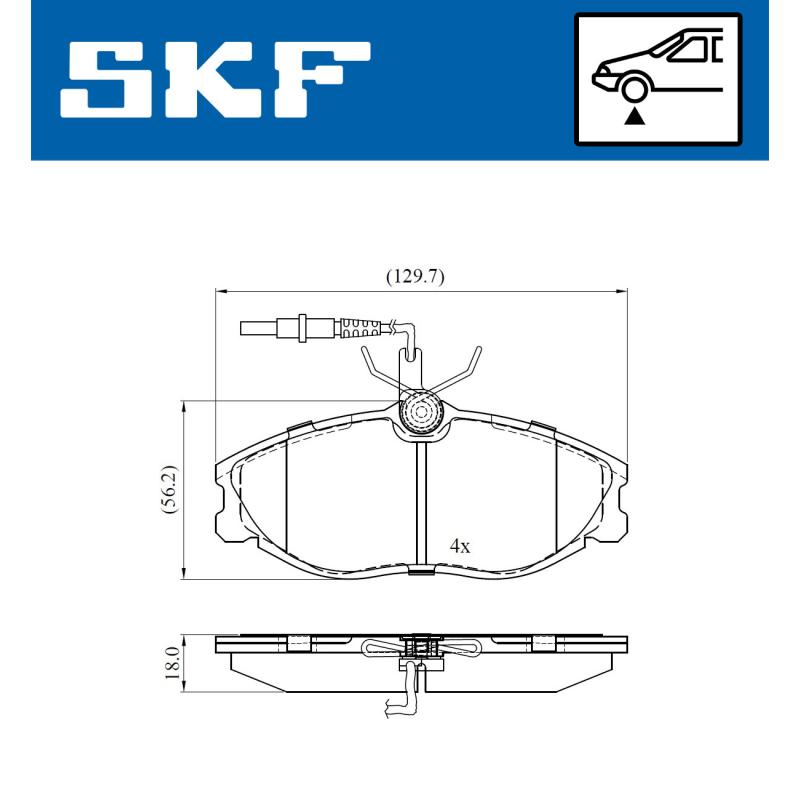 Jeu de 4 plaquettes de frein avant SKF VKBP 80477 E - Visuel 1