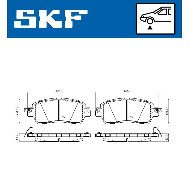 Jeu de 4 plaquettes de frein avant SKF VKBP 80478 A - Visuel 1