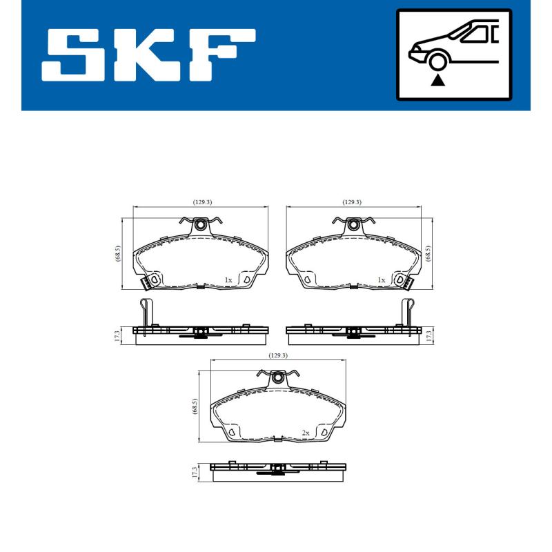 Jeu de 4 plaquettes de frein avant SKF VKBP 80479 A - Visuel 1