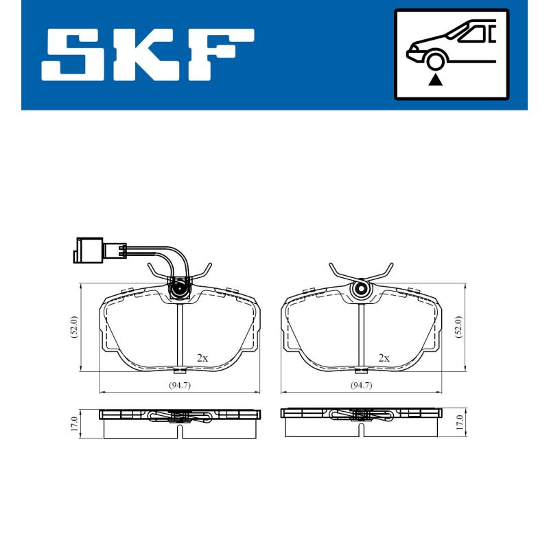 Jeu de 4 plaquettes de frein avant SKF VKBP 80480 E - Visuel 1