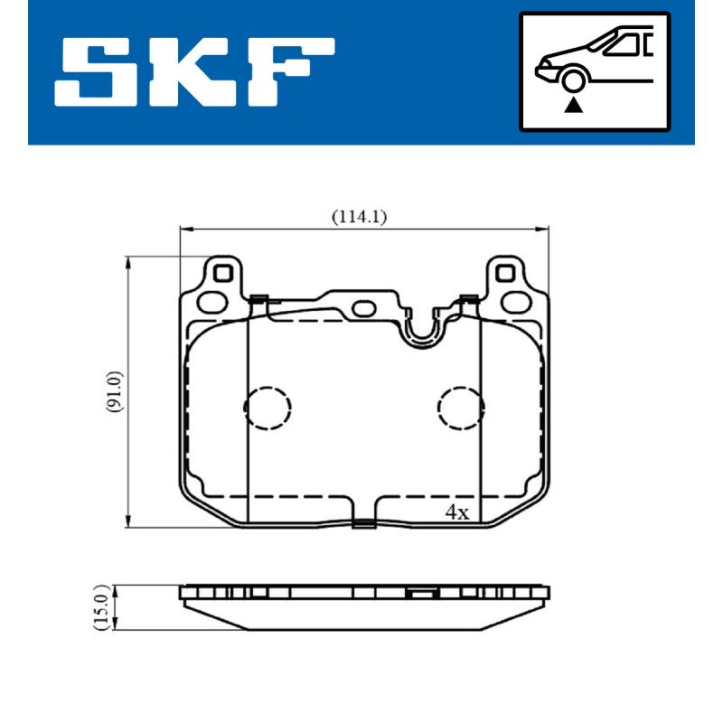 Jeu de 4 plaquettes de frein avant SKF VKBP 80481 - Visuel 1