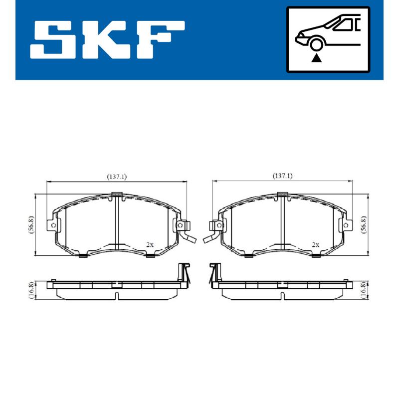 Jeu de 4 plaquettes de frein avant SKF VKBP 80488 A - Visuel 1