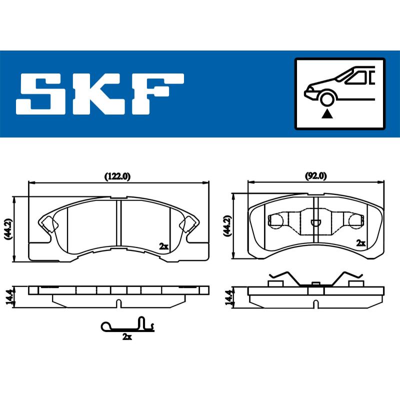 Jeu de 4 plaquettes de frein avant SKF VKBP 80490 A - Visuel 1