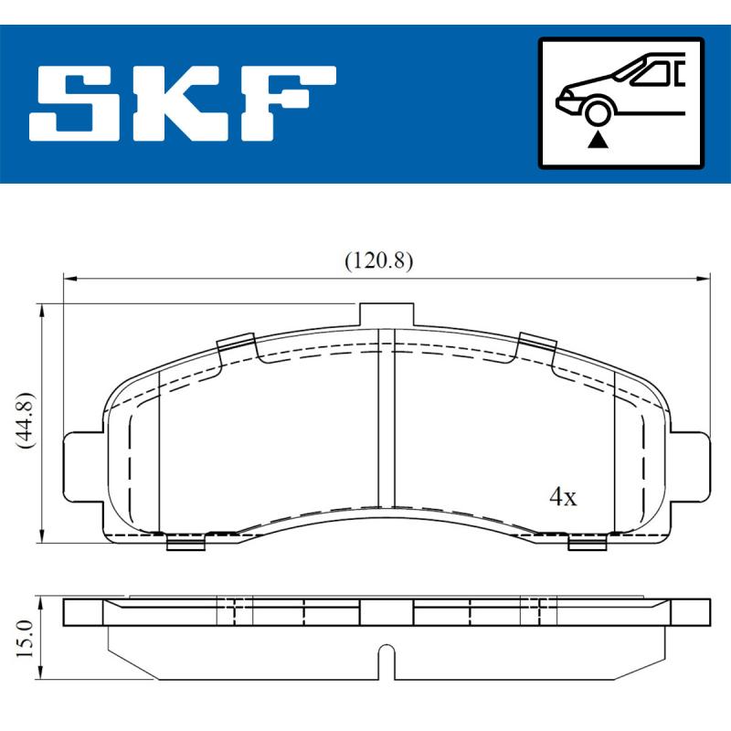 Jeu de 4 plaquettes de frein avant SKF VKBP 80492 - Visuel 1