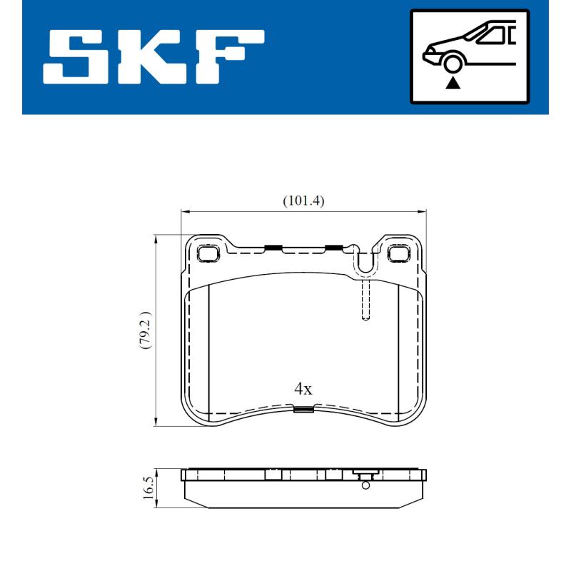 Jeu de 4 plaquettes de frein avant SKF VKBP 80495 - Visuel 1