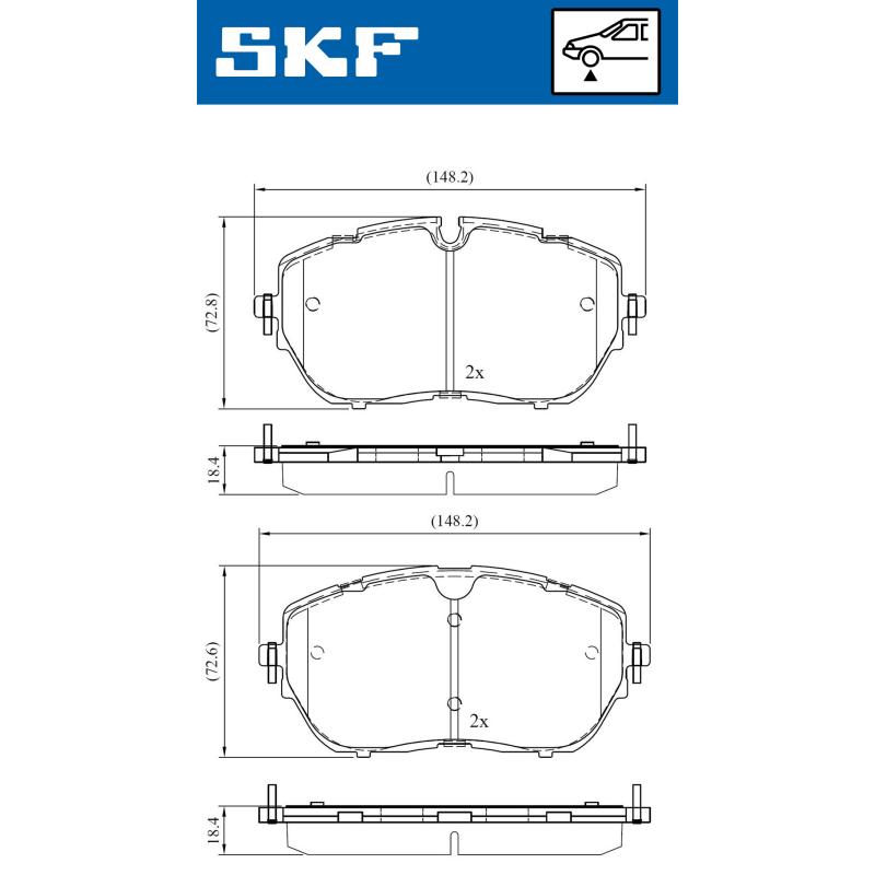 Jeu de 4 plaquettes de frein avant SKF VKBP 80520 - Visuel 1