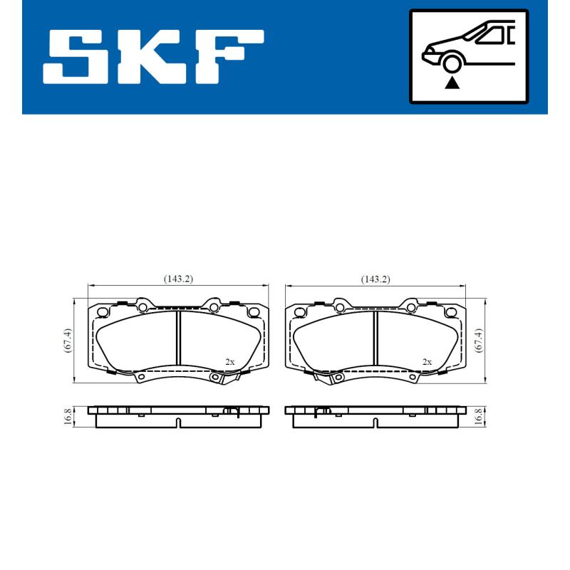 Jeu de 4 plaquettes de frein avant SKF VKBP 80523 A - Visuel 1