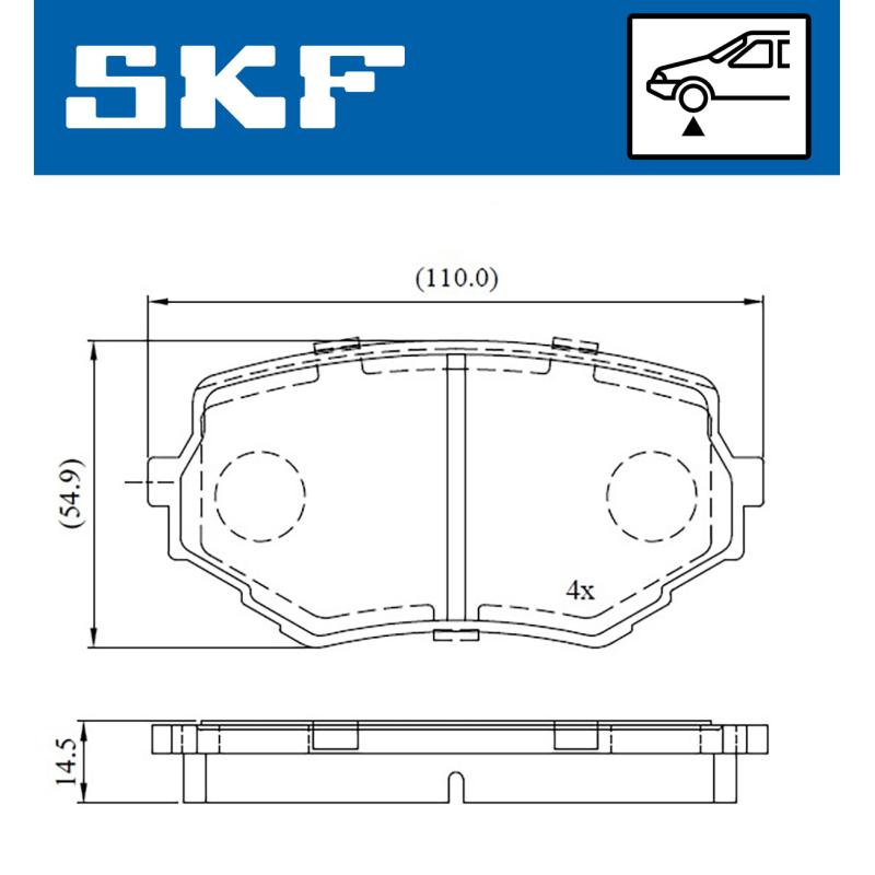 Jeu de 4 plaquettes de frein avant SKF VKBP 80531 A - Visuel 1