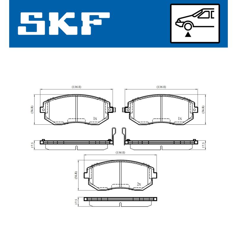 Jeu de 4 plaquettes de frein avant SKF VKBP 80545 A - Visuel 1