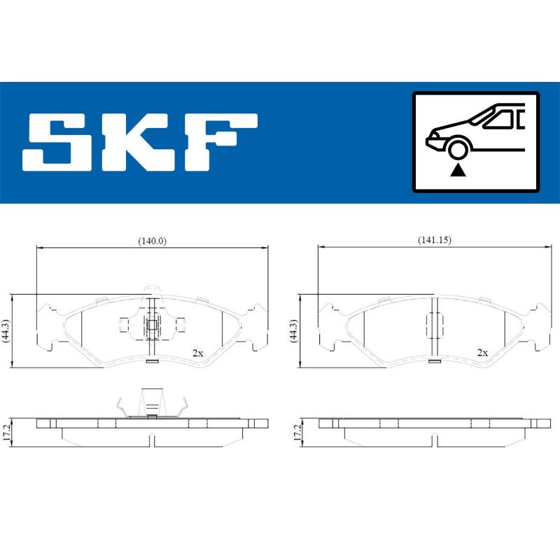 Jeu de 4 plaquettes de frein avant SKF VKBP 80550 - Visuel 1