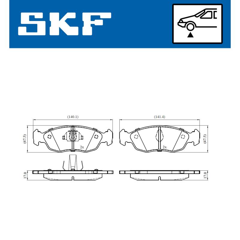 Jeu de 4 plaquettes de frein avant SKF VKBP 80553 - Visuel 1