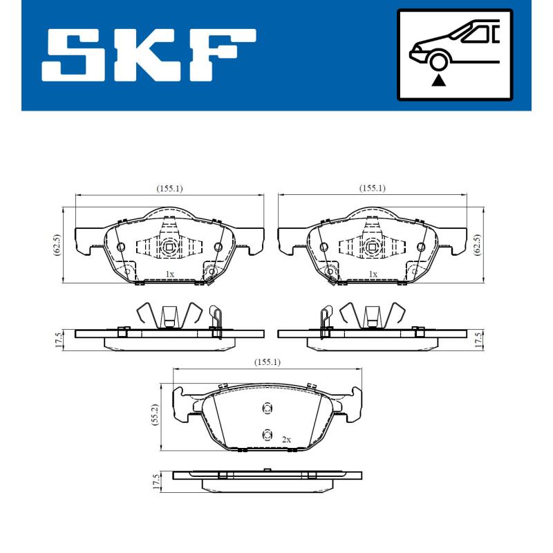 Jeu de 4 plaquettes de frein avant SKF VKBP 80560 A - Visuel 1