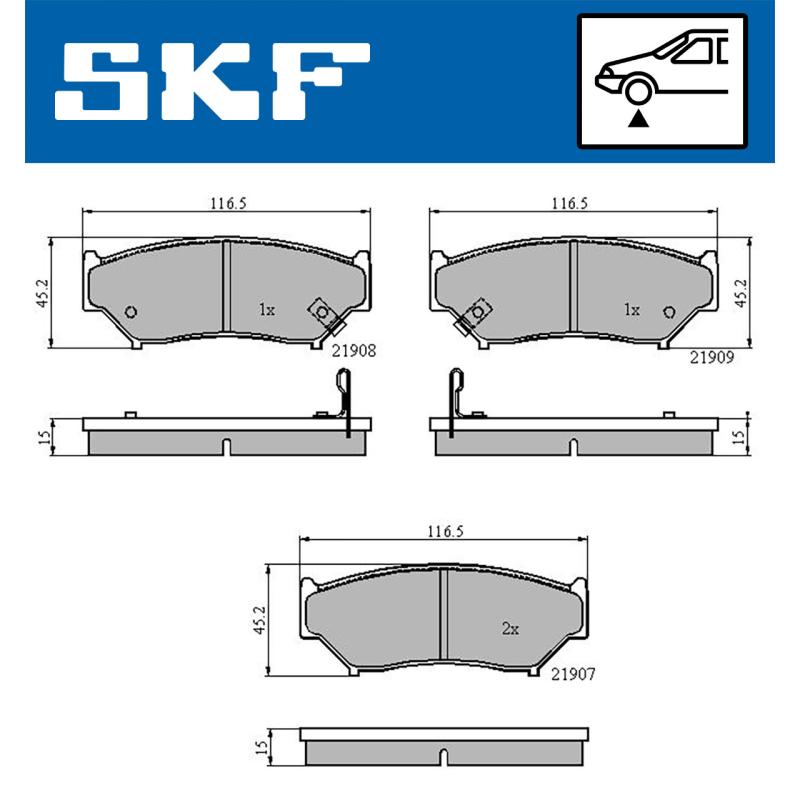 Jeu de 4 plaquettes de frein avant SKF VKBP 80572 A - Visuel 1
