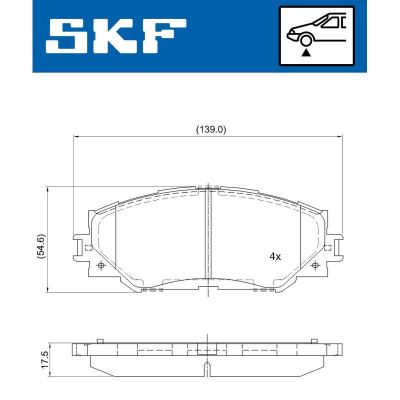 Jeu de 4 plaquettes de frein avant SKF VKBP 80579 - Visuel 1