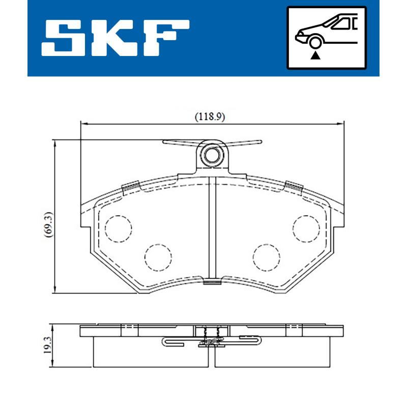 Jeu de 4 plaquettes de frein avant SKF VKBP 80598 - Visuel 1