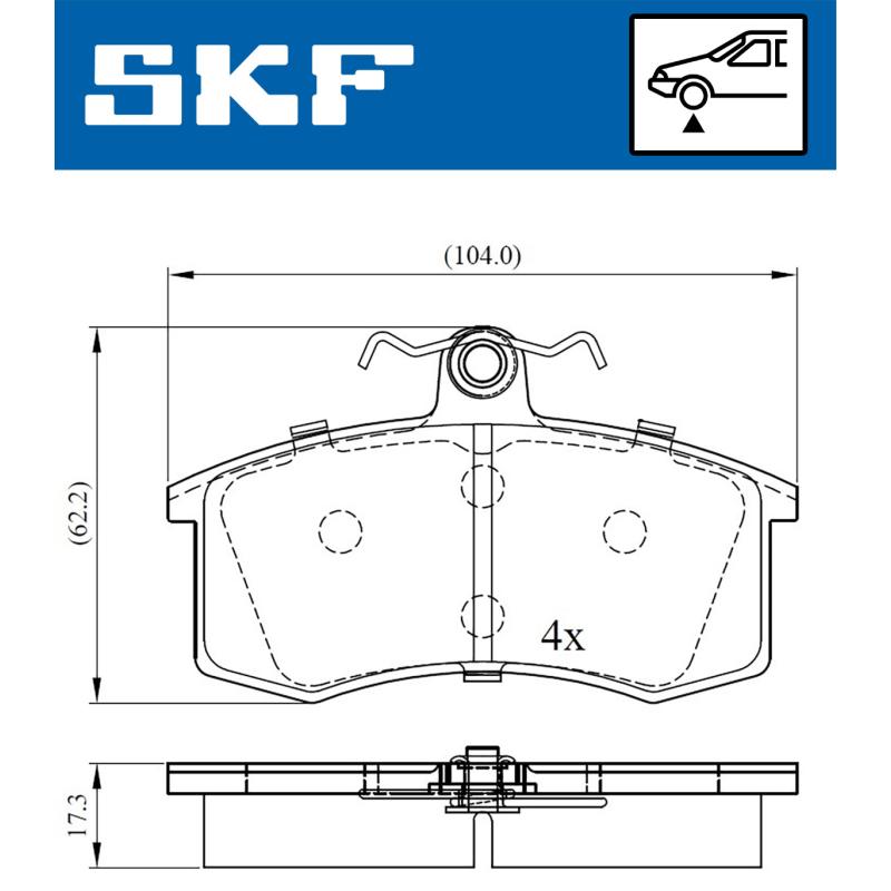 Jeu de 4 plaquettes de frein avant SKF VKBP 80626 - Visuel 1