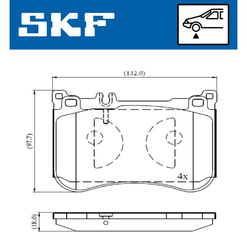 Jeu de 4 plaquettes de frein avant SKF VKBP 80631 - Visuel 1