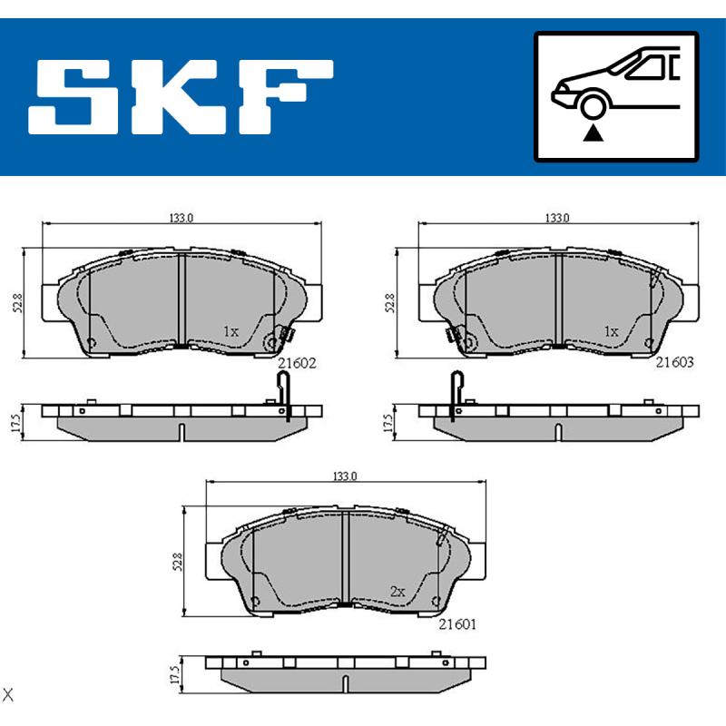 Jeu de 4 plaquettes de frein avant SKF VKBP 80638 A - Visuel 1