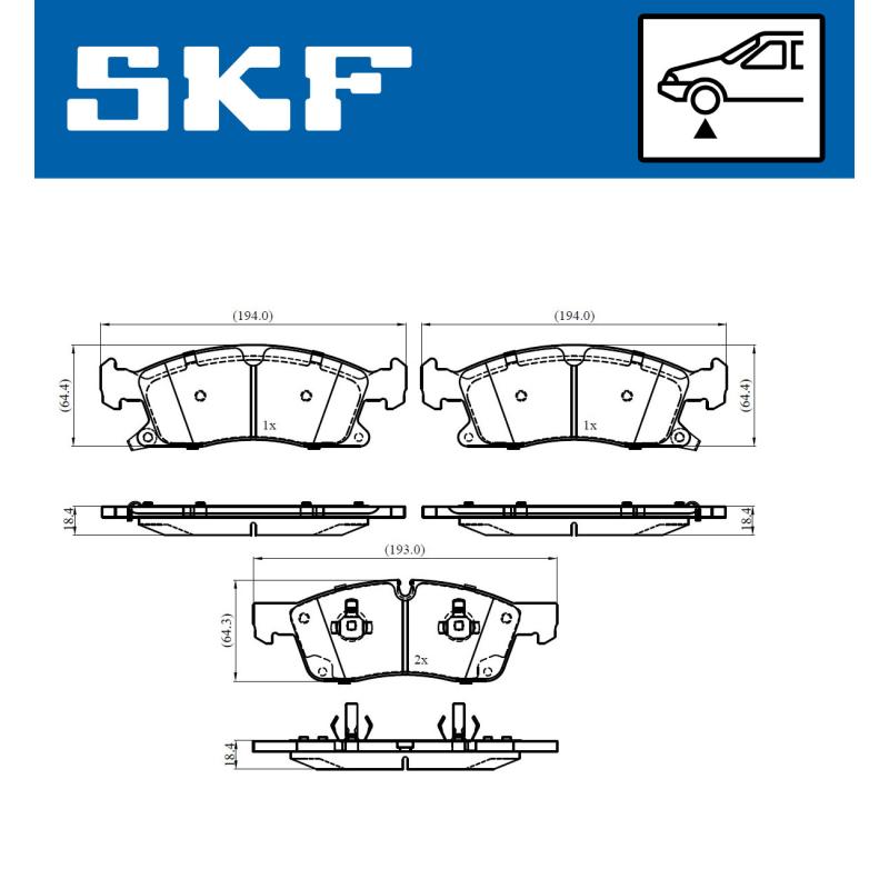 Jeu de 4 plaquettes de frein avant SKF VKBP 80639 A - Visuel 1
