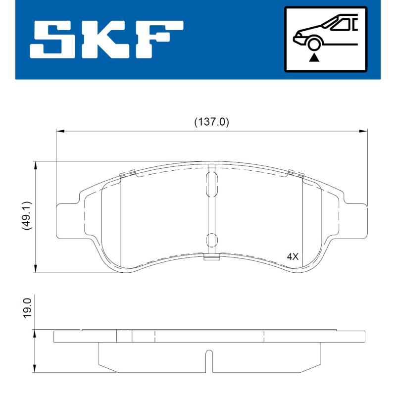 Jeu de 4 plaquettes de frein avant SKF VKBP 80648 - Visuel 1