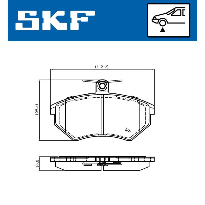 Jeu de 4 plaquettes de frein avant SKF VKBP 80668 - Visuel 1