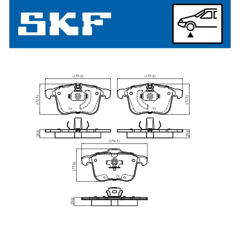 Jeu de 4 plaquettes de frein avant SKF VKBP 80674 - Visuel 1