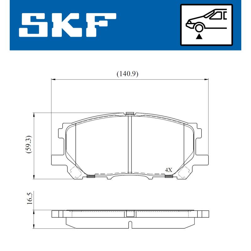 Jeu de 4 plaquettes de frein avant SKF VKBP 80693 - Visuel 1
