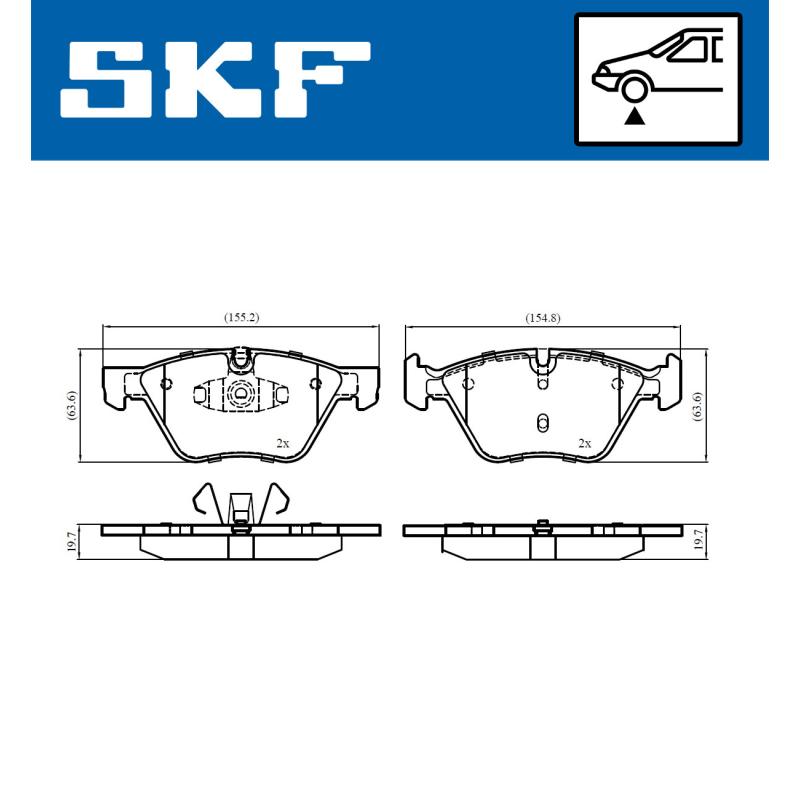 Jeu de 4 plaquettes de frein avant SKF VKBP 80702 - Visuel 1