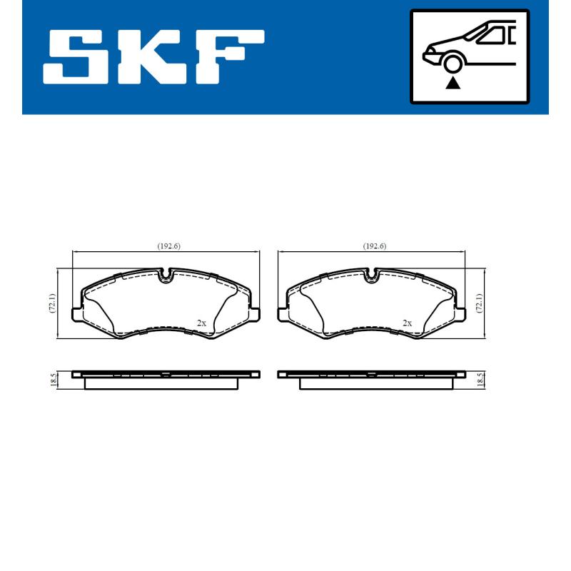 Jeu de 4 plaquettes de frein avant SKF VKBP 80703 - Visuel 1