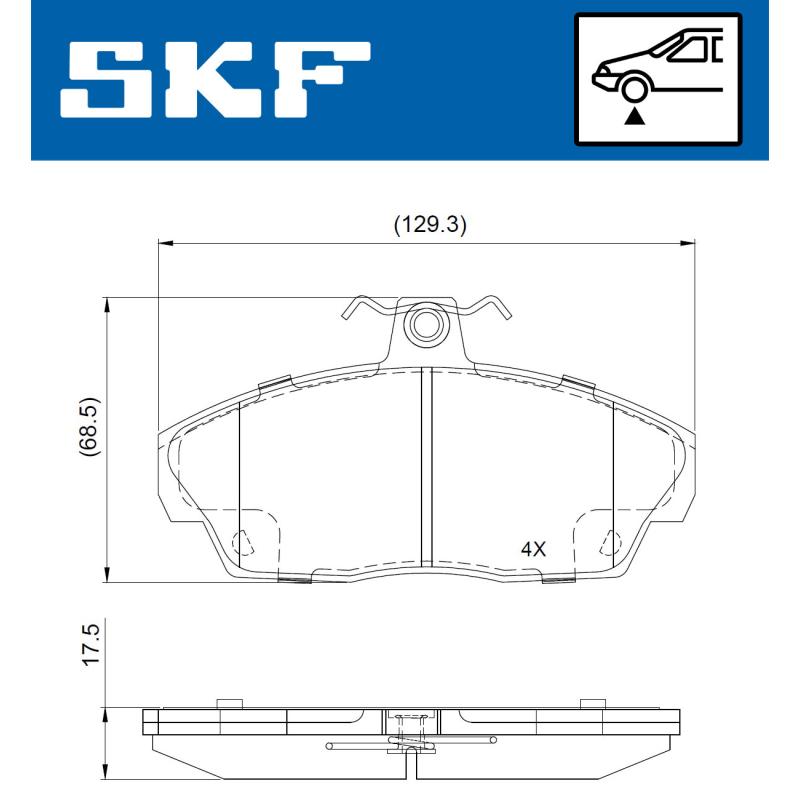 Jeu de 4 plaquettes de frein avant SKF VKBP 80711 - Visuel 1