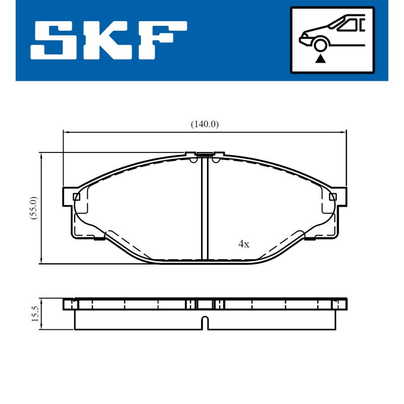 Jeu de 4 plaquettes de frein avant SKF VKBP 80716 - Visuel 1