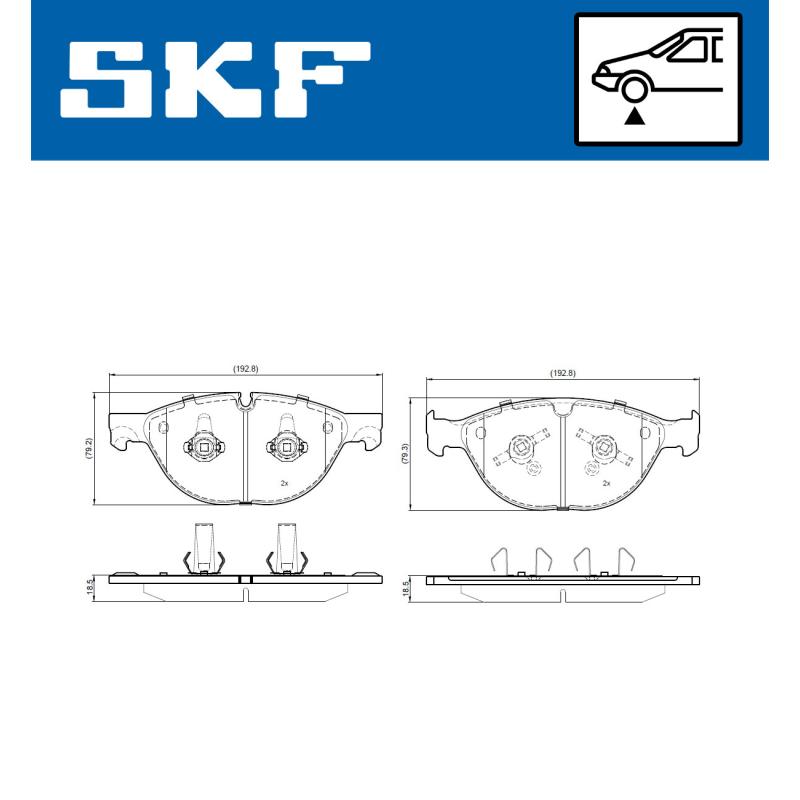 Jeu de 4 plaquettes de frein avant SKF VKBP 80729 - Visuel 1