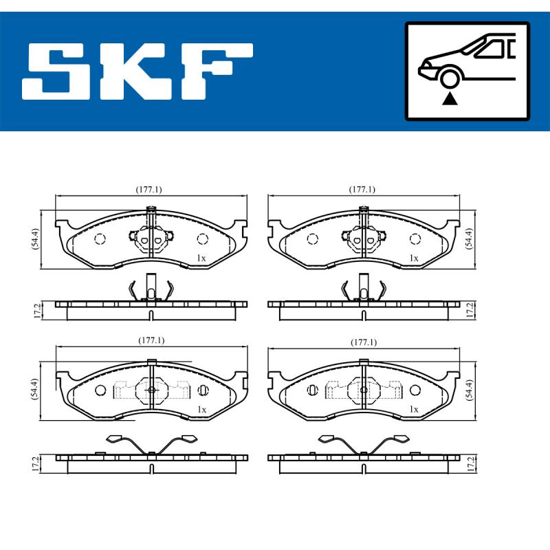 Jeu de 4 plaquettes de frein avant SKF VKBP 80741 - Visuel 1