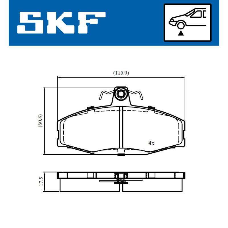 Jeu de 4 plaquettes de frein avant SKF VKBP 80745 - Visuel 1