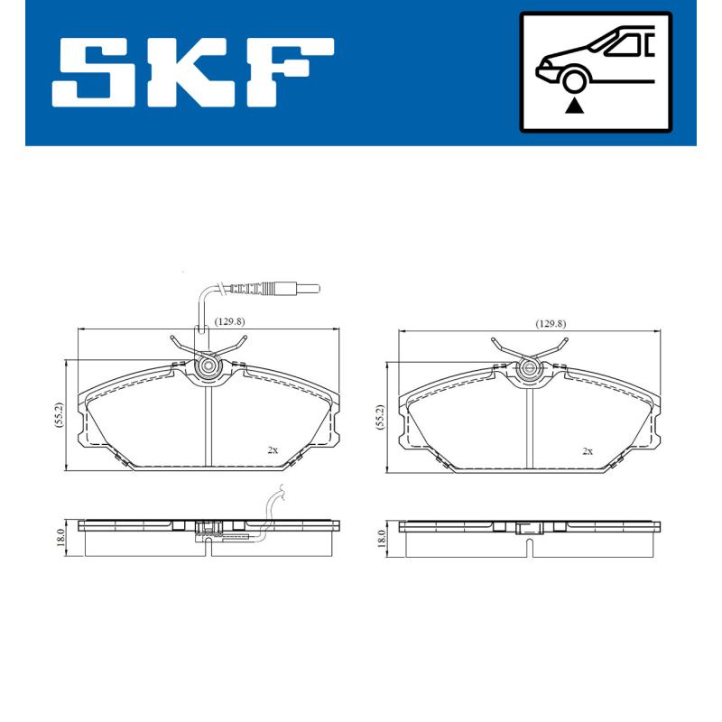 Jeu de 4 plaquettes de frein avant SKF VKBP 80779 E - Visuel 1