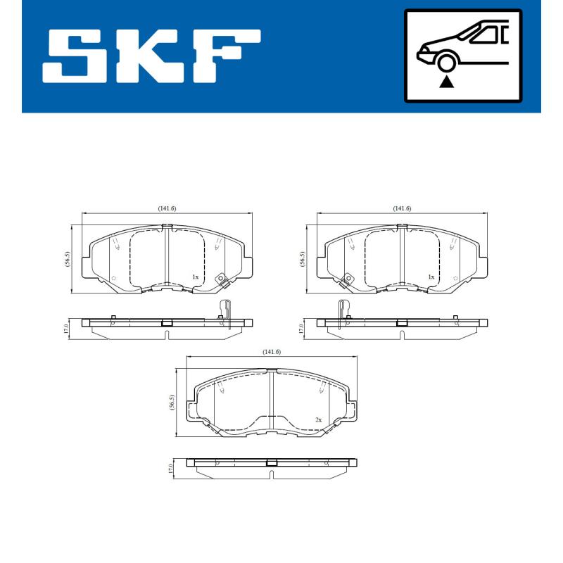 Jeu de 4 plaquettes de frein avant SKF VKBP 80804 A - Visuel 1