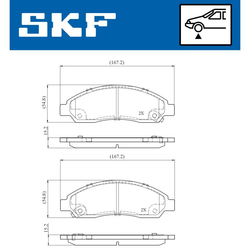 Jeu de 4 plaquettes de frein avant SKF VKBP 80810 A - Visuel 1