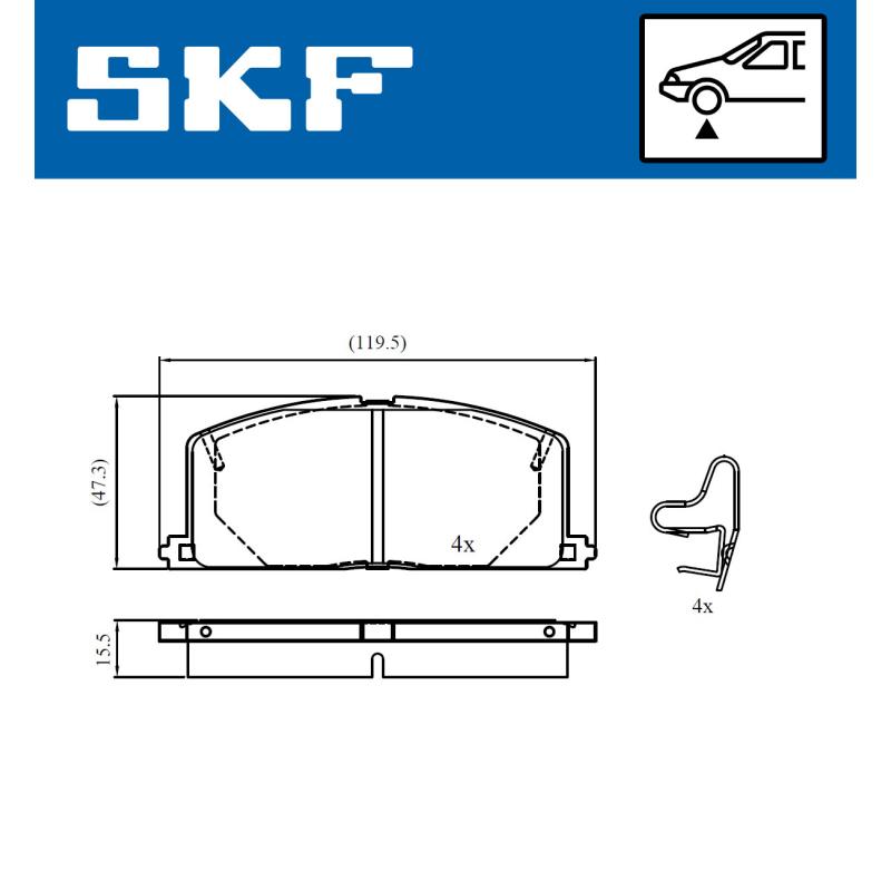Jeu de 4 plaquettes de frein avant SKF VKBP 80817 A - Visuel 1
