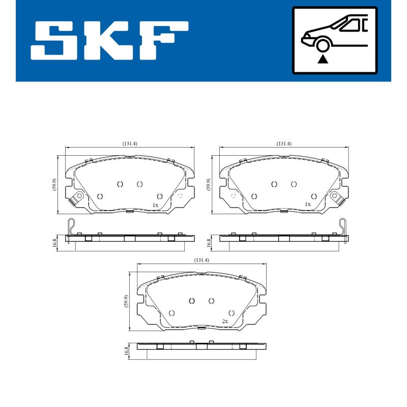 Jeu de 4 plaquettes de frein avant SKF VKBP 80832 A - Visuel 1