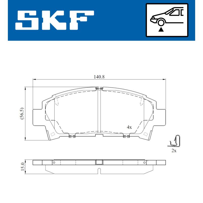Jeu de 4 plaquettes de frein avant SKF VKBP 80891 A - Visuel 1