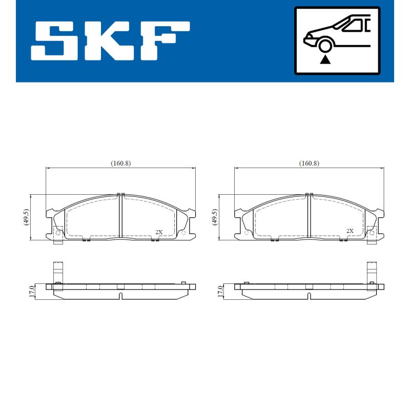 Jeu de 4 plaquettes de frein avant SKF VKBP 80906 A - Visuel 1